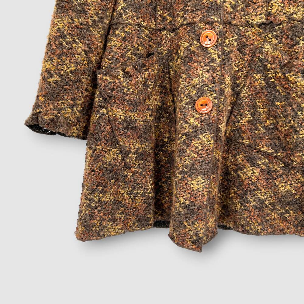 Vintage 600 West Textured Bouclé Button Front Coat Brown Wool Blend Size Large - Picture 3 of 7